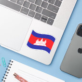 Angkor Wat Cambodian Flag Wave Aufkleber (Laptop mit iPhone)