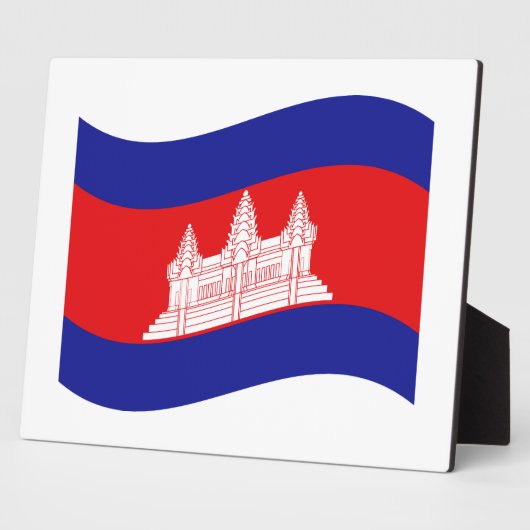 Angkor Wat Cambodian Flag Wave Fotoplatte (Seite)