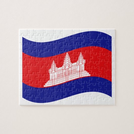 Angkor Wat Cambodian Flag Wave Puzzle (Horizontal)