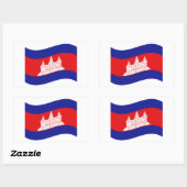 Angkor Wat Cambodian Flag Wave Rechteckiger Aufkleber (Blatt)