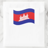 Angkor Wat Cambodian Flag Wave Rechteckiger Aufkleber (Tasche)