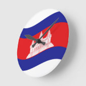 Angkor Wat Cambodian Flag Wave Runde Wanduhr (Winkel)