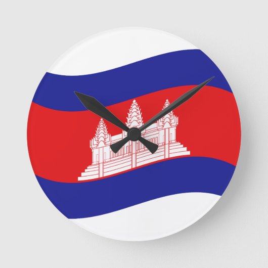 Angkor Wat Cambodian Flag Wave Runde Wanduhr (Vorderseite)