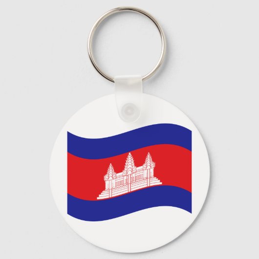 Angkor Wat Cambodian Flag Wave Schlüsselanhänger (Vorderseite)