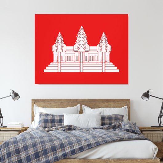 Angkor Wat Cambodian / Khmer Flag Leinwanddruck (Insitu (Schlafzimmer))