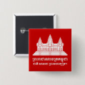 Angkor Wat Cambodian / Khmer Flag mit Motto Button (Vorne & Hinten)