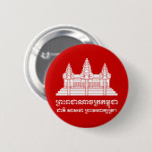 Angkor Wat Cambodian / Khmer Flag mit Motto Button (Vorne & Hinten)