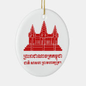 Angkor Wat Cambodian / Khmer Flag mit Motto Keramikornament (Rechts)