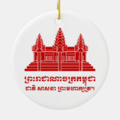 Angkor Wat Cambodian / Khmer Flag mit Motto Keramikornament (Hinten)