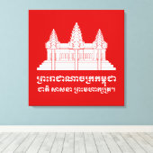 Angkor Wat Cambodian / Khmer Flag mit Motto Leinwanddruck (Insitu (Holzboden))