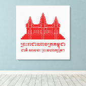 Angkor Wat Cambodian / Khmer Flag mit Motto Leinwanddruck (Insitu (Holzboden))