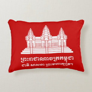 Angkor Wat Cambodian / Khmer Flag mit Motto Zierkissen