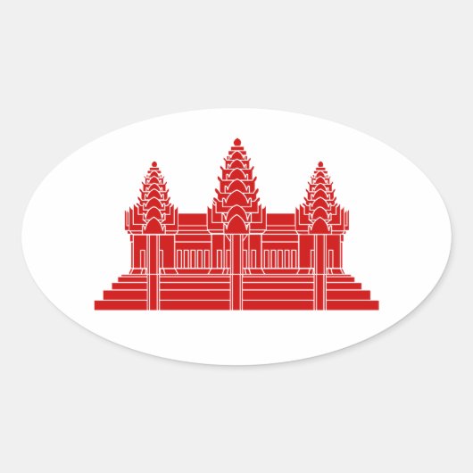 Angkor Wat Cambodian / Khmer Flag Ovaler Aufkleber (Vorderseite)