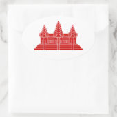 Angkor Wat Cambodian / Khmer Flag Ovaler Aufkleber (Tasche)
