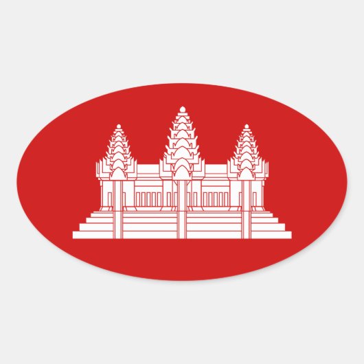 Angkor Wat Cambodian / Khmer Flag Ovaler Aufkleber (Vorderseite)