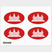 Angkor Wat Cambodian / Khmer Flag Ovaler Aufkleber (Blatt)