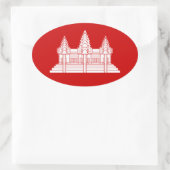 Angkor Wat Cambodian / Khmer Flag Ovaler Aufkleber (Tasche)