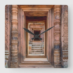 Angkor Wat Entryway, Kambodscha Quadratische Wanduhr