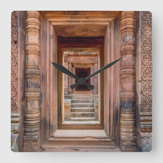 Angkor Wat Entryway, Kambodscha Quadratische Wanduhr (Vorderseite)