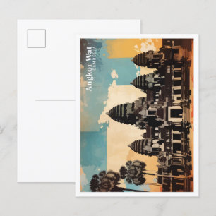 Angkor Wat Kambodscha Pop Kunst, Kultur und Kultur Postkarte