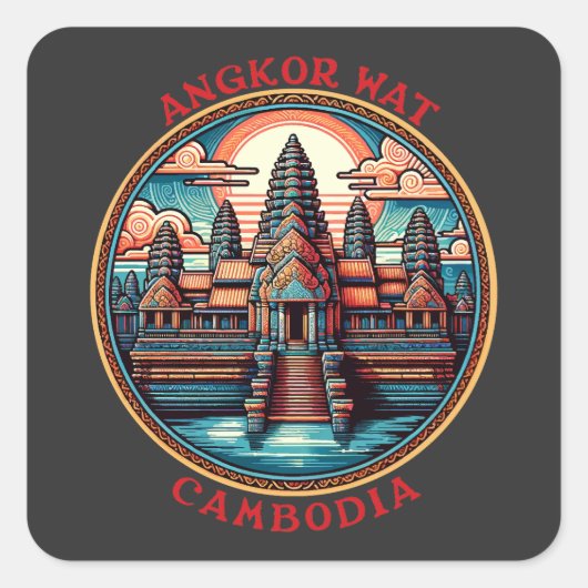 Angkor Wat, Kambodscha Quadratischer Aufkleber (Vorderseite)