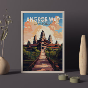 Angkor Wat Kambodscha Reise Kunst Vintage Poster