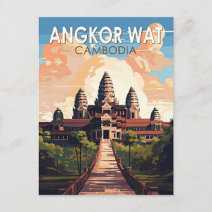 Angkor Wat Kambodscha Reise Kunst Vintage Postkarte