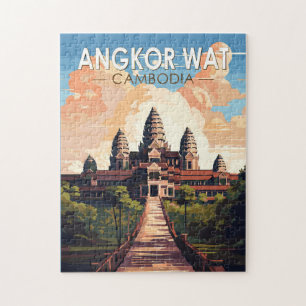 Angkor Wat Kambodscha Reise Kunst Vintage Puzzle