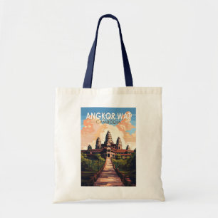Angkor Wat Kambodscha Reise Kunst Vintage Tragetasche