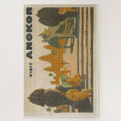 Angkor Wat Kambodscha Vintager Reise-Druck Puzzle (Vertikal)