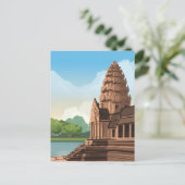Angkor Wat Kambodscha Zeichnend Postkarte (Stehend Vorderseite)