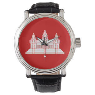Angkor Wat Kambodschaner/Khmer-Flagge Armbanduhr