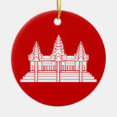 Angkor Wat Kambodschaner/Khmer-Flagge Keramik Ornament (Vorne)