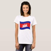 Angkor Wat kambodschanische Flaggen-Welle T-Shirt (Vorne ganz)