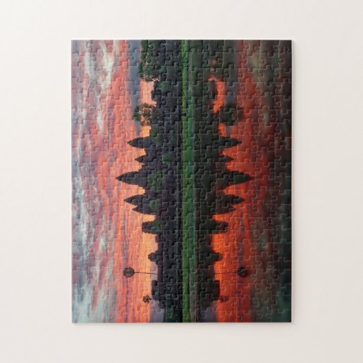 Angkor Wat Reflection in Pond in Kambodscha Puzzle (Vertikal)