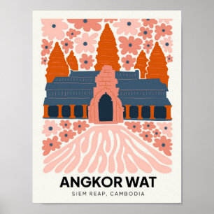 Angkor Wat Siem Reap Kambodscha Reise Blumenkunst Poster