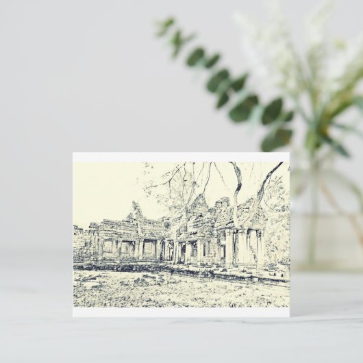 Angkor Wat Sketch Postkarte (Stehend Vorderseite)