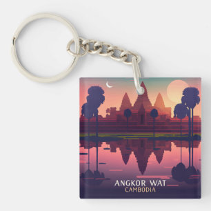 Angkor Wat Sonnenaufgang Kambodscha Siem Reap Retr Schlüsselanhänger