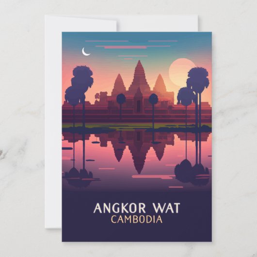 Angkor Wat Sunrise Cambodia Siem Reap Retro Card (Vorderseite)