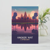 Angkor Wat Sunrise Cambodia Siem Reap Retro Card (Stehend Vorderseite)
