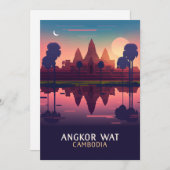 Angkor Wat Sunrise Cambodia Siem Reap Retro Card (Vorne/Hinten)