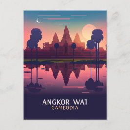Angkor Wat Sunrise Cambodia Siem Reap Retro Postkarte