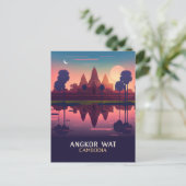Angkor Wat Sunrise Cambodia Siem Reap Retro Postkarte (Stehend Vorderseite)