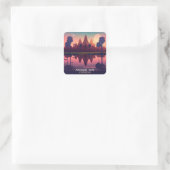 Angkor Wat Sunrise Cambodia Siem Reap Retro Quadratischer Aufkleber (Tasche)