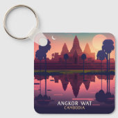 Angkor Wat Sunrise Cambodia Siem Reap Retro Schlüsselanhänger (Vorderseite)