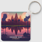 Angkor Wat Sunrise Cambodia Siem Reap Retro Schlüsselanhänger (Rückseite)