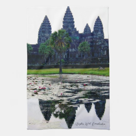 Angkor Wat Temple Reflections (Kambodscha) Geschirrtuch (Vertikal)