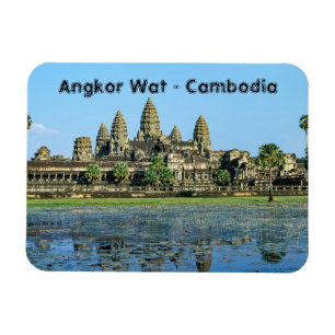 Angkor Wat und Reflexion im See - Kambodscha Magnet