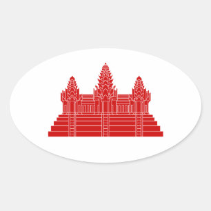 Angkor Wat Ver.2.0. Khmer Temple Ovaler Aufkleber