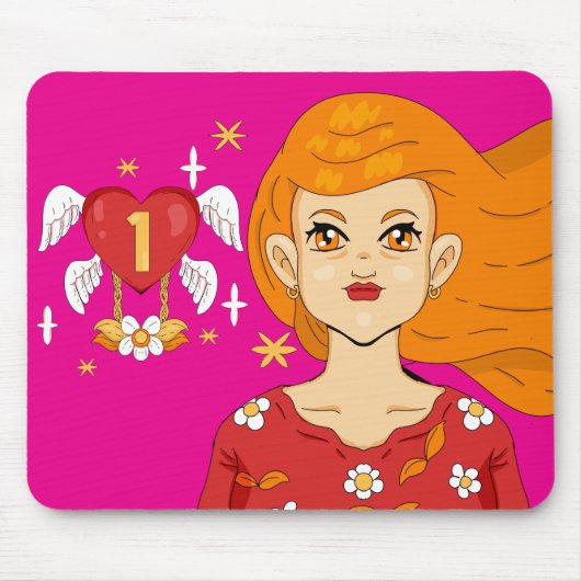 Angle Number One Heart Long Blonde Hair Princess Mousepad (Vorne)